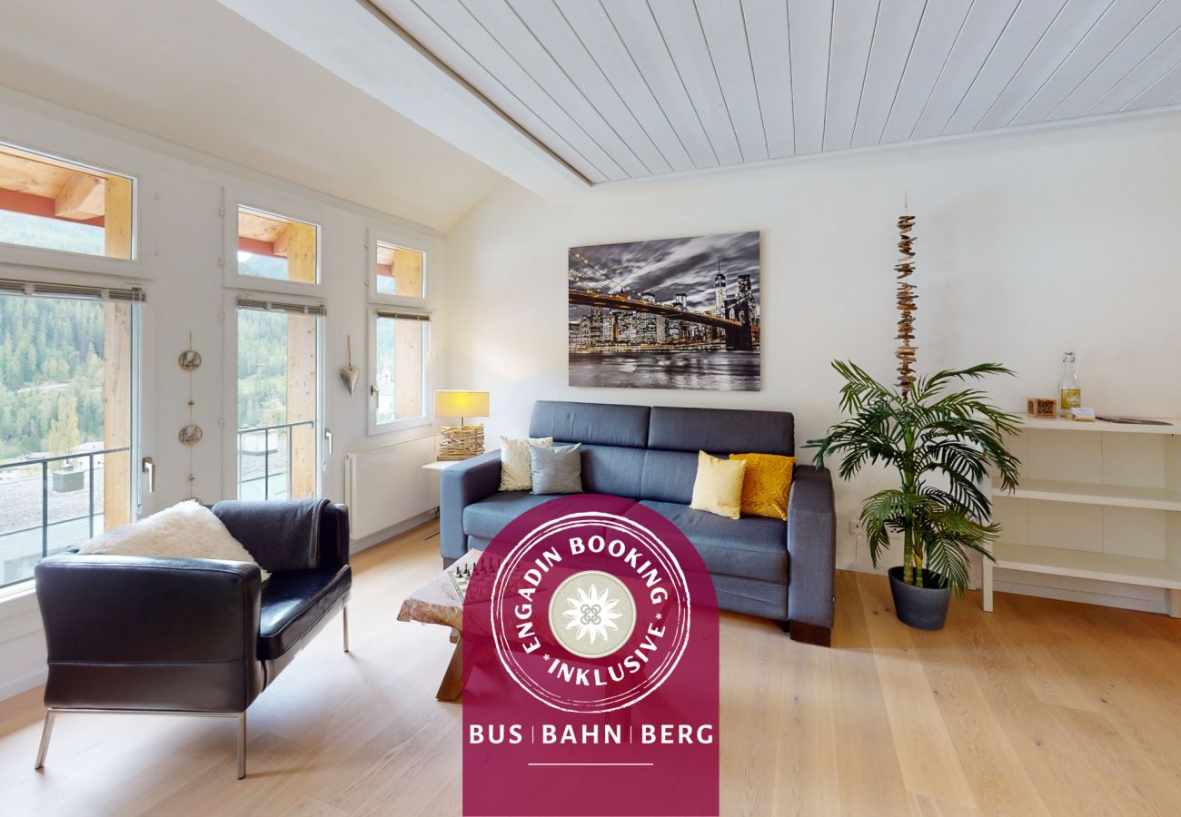 Ferienwohnung in Scuol - Chasa Vista Pisoc: Moderne 2 ½-Zimmerwohunung zentral und mit Panoramablick 