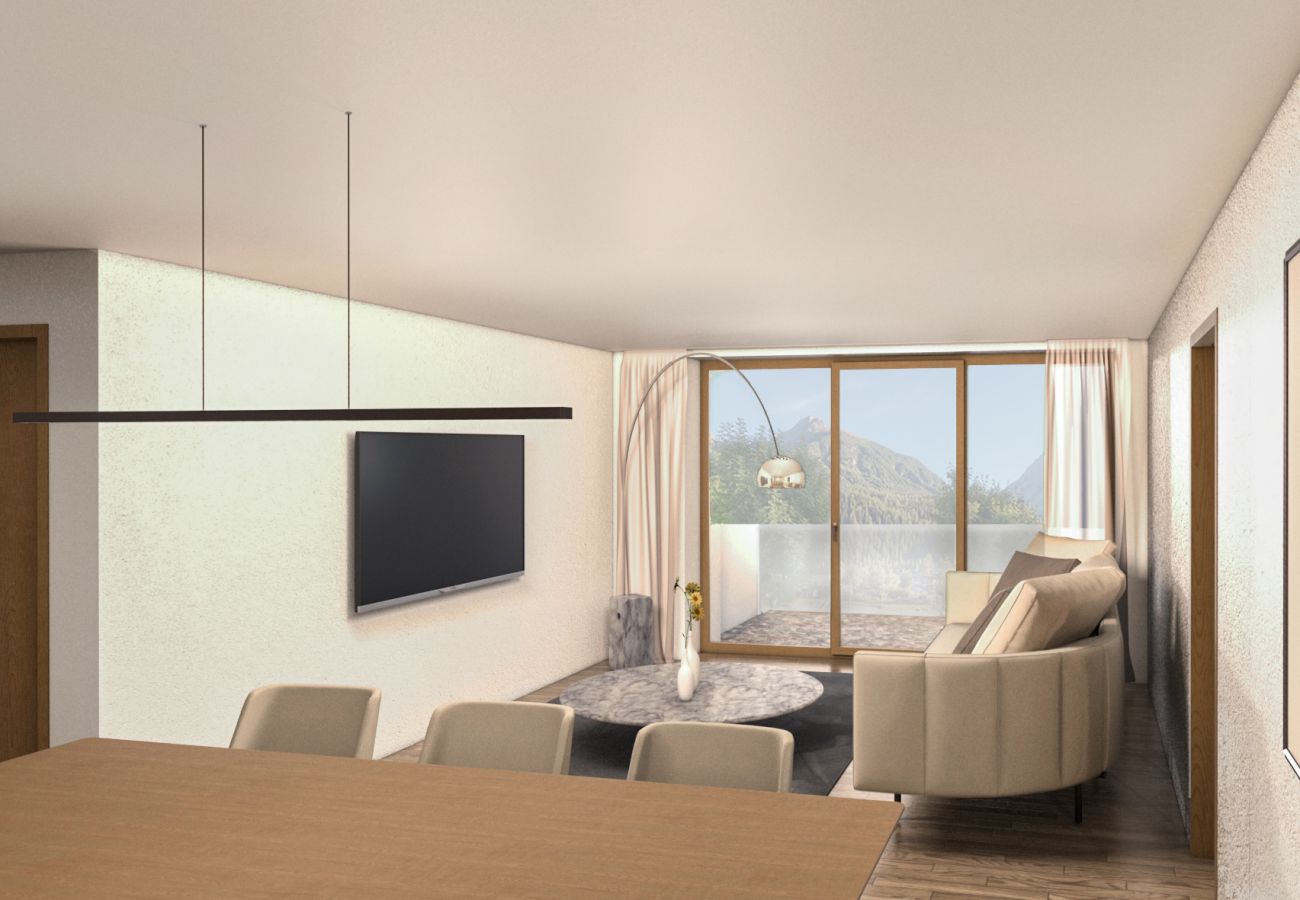 Ferienwohnung in Scuol - Plavna Apartment 2B: Moderne 2 ½-Zimmerwohunung zentral und mit Panoramablick